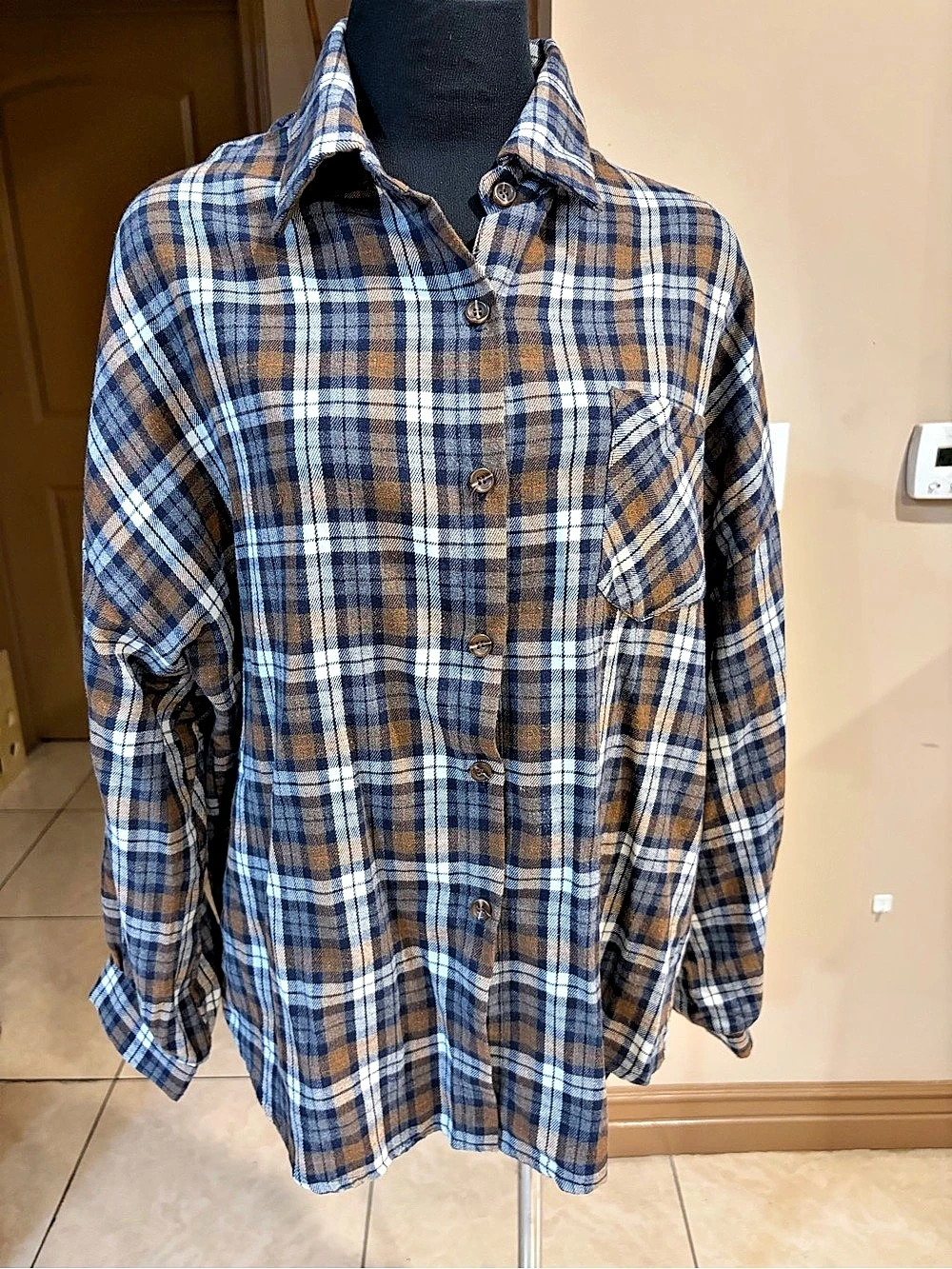 Chocolatier Plaid Button Down in Blue & Brown
